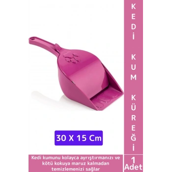 Evcil Hayvan Pet Kum Tuvalet Ayırıcı Dayanıklı Hijyenik Kapaklı Kedi Kumu Tuvalet Küreği 30 X 15 Cm