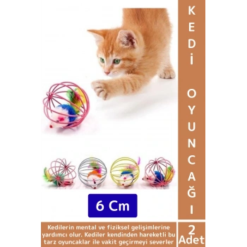 Evcil Hayvan İlgi Çekici Eğlenceli Vakit Zihinsel Gelişim Kafesli Fareli Kedi Köpek Oyun Topu 2 Adet