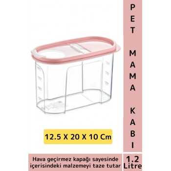 Dayanıklı Sert Plastik Hijyenik Tazelik Sağlayan Hava Geçirmez Kapak Kedi Köpek Mama Kabı 1.2 Litre
