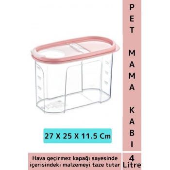 Dayanıklı Sert Plastik Hijyenik Tazelik Sağlayan Hava Geçirmez Kapak Kedi Köpek Mama Kabı 4 Litre