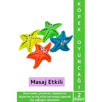 Evcil Hayvan Köpek Diş Temizliği Kaşıma Masaj İlgi Çekici Denizyıldızı Figür Çiğneme Oyuncağı 2 Adet