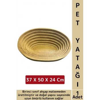 Evcil Hayvan Konforlu Kolay Temizlenir Çok Şık Oval Doğal Ahşap Kedi Köpek Yatağı 37 X 50 X 24 Cm