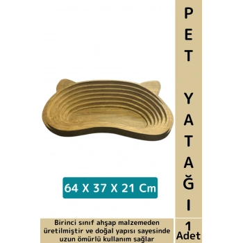 Evcil Hayvan Konforlu Kolay Temizlenir Çok Şık Kulak Motifli Ahşap Kedi Köpek Yatağı 64 X 37 X 21 Cm