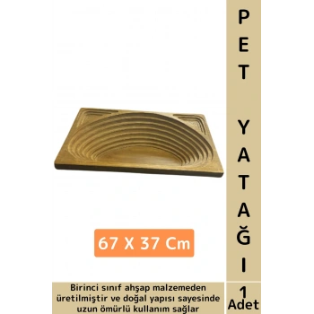 Evcil Hayvan Konforlu Kolay Temizlenir Çok Şık Dikdörtgen Doğal Ahşap Kedi Köpek Yatağı 67 X 37 Cm