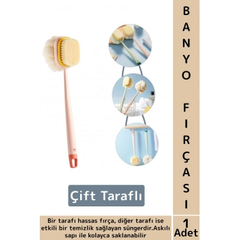 Ergonomik Tutuş Hassas Derin Temizlik Çift Taraflı Asılabilir Saplı Banyo Duş Fırçası 35 X 6.5 Cm