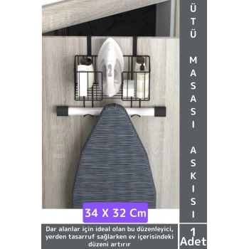 Montaj Gerektirmez Dayanıklı Yer Tasarruflu Kapı Arkası Pratik Kullanım Ütü Masası Asma Aparatı