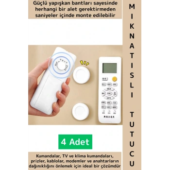 Kendinden Yapışkanlı Ev Ofis Kumanda Telefon Model Küçük Eşya Çok Amaçlı Mıknatıslı Tutucu 4 Adet