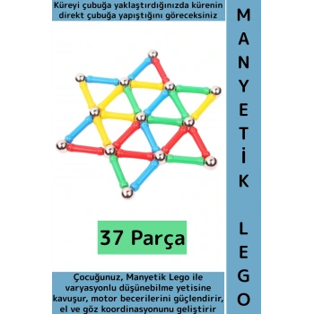 Eğitici Motor Beceri El Göz Koordinasyonu Geliştiren Eğlenceli Çocuk Manyetik Lego Seti 37 Parça