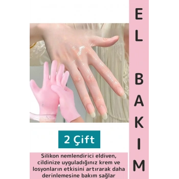Kadın Güzellik Cilt El Derinlemesine Bakım Konforlu Rahat Esnek Silikon Nemlendirici Eldiven 2 Çift