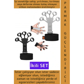 Premium Spor Kas El Bilek Kol Parmak Geliştirme Güçlendirme Esnek Silikon Direnç Lastiği 2li SET