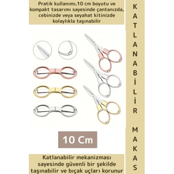 Özel Model Seyahat Kiti Okul Ofis Kamp Outdoor Kullanım Pratik Güvenli Katlanabilir Makas 10 Cm
