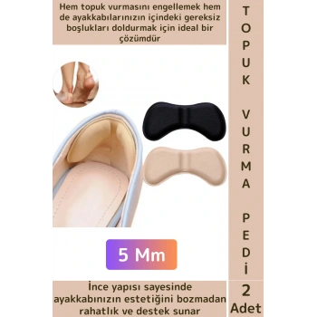 Gündelik Konforlu İnce Yumuşak Ayak Topuk Vurma Önleyici Boşluk Doldurma Daraltma Pedi 5 Mm 2 Adet