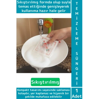 Kompakt Hafif Ev Ofis Masa Mutfak Banyo Oto Araç İçi Çizmez Sıkıştırılmış Form Suda Büyüyen Sünger