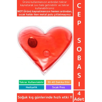 Özel Kamp Outdoor Sevgili Özel Gün Hediyelik Çok Şık Kalp Tasarımlı Sihirli Jel El Cep Sobası 4 Adet