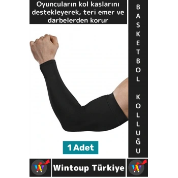 Konforlu Basketbol Voleybol Fitness Likralı Elastik Ter Emici Destekleyici Basketbol Kolluğu L Beden