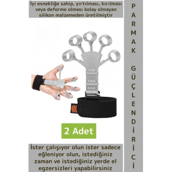Premium Antrenman Kas El Bilek Kol Parmak Geliştirme Güçlendirme Esnek Silikon Direnç Lastiği 2 Adet