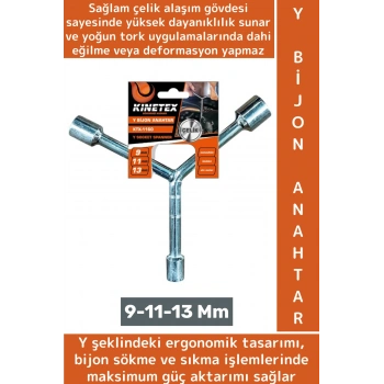 Yüksek Kaliteli Dayanıklı Oto Araç Bakım Motosiklet Bisiklet ATV 9-11-13 Mm Çelik Y Bijon Anahtar