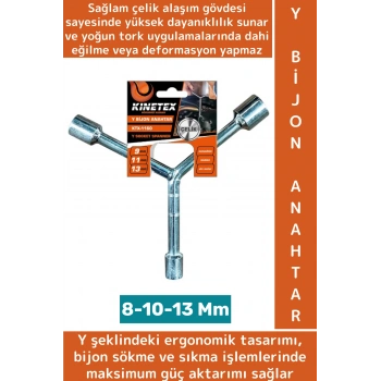 Yüksek Kaliteli Dayanıklı Oto Araç Bakım Motosiklet Bisiklet ATV 8-10-13 Mm Çelik Y Bijon Anahtar