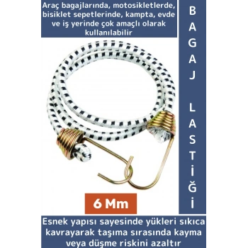 Dayanıklı Ev Eşya Taşıma Sabitleme Araç İçi Düzenleme Yüksek Esneklik Bagaj Lastiği Gergi 6 Mm