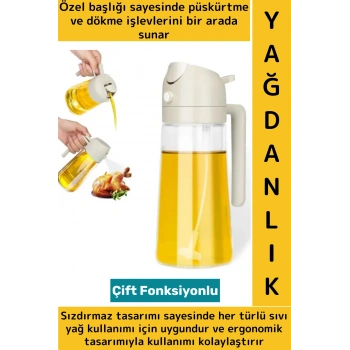 Ergonomik Sızdırmaz Tasarım Yağ Dökme Püskürtme Çift Modlu Özel Başlıklı Cam Yağdanlık 550 ML