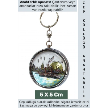 Özel Model Dekoratif Hediyelik Koleksiyon Çok Şık İstanbul Temalı Cep Küllüğü Anahtarlık 5 X 5 Cm