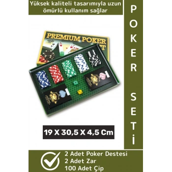 Luxery Texas Holdem Casino Blackjack 100 Poker Çipi 2 İskambil Kağıdı Premium Kutu Poker Oyunu Seti