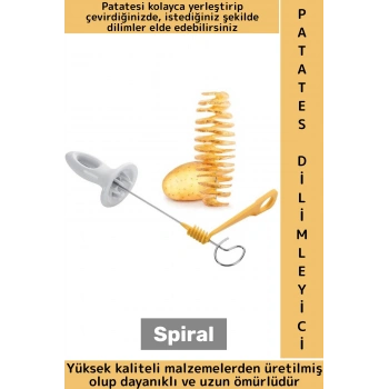 Ergonomik Tutuş Dayanıklı Uzun Ömürlü Kızartma Garnitür Eğlenceli Pratik Spiral Patates Dilimleyici