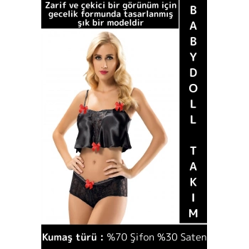 Yeni Kreasyon Özel Gün Gece Zarif Çekici Sexy Fantezi Gecelik Giyim Saten Babydoll Atlet Şort Takım