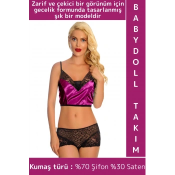 Yeni Sezon Özel Gün Gece Zarif Çekici Sexy Fantezi Gecelik Giyim Saten Babydoll Atlet Şort Takımı