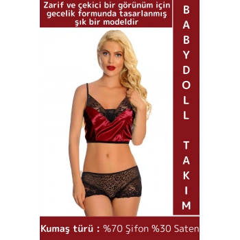 Yeni Sezon Özel Gün Gece Zarif Çekici Sexy Fantezi Gecelik Giyim Saten Babydoll Atlet Şort Takımı