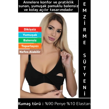 Toparlayıcı Rahat Tam Kalıp Dikişsiz Balensiz Nefes Alabilir Yumuşak Pamuklu Penye Emzirme Sütyeni