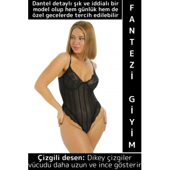 Özel Seri Yılbaşı Sevgililer Günü Hediye Gündelik Gece Sexy Rahat Şık Fantezi Kadın Çizgili Bodysuit