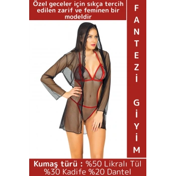 Özel Kreasyon Sevgililer Günü Gündelik Gecelik Sabahlık Zarif Sexy Şık Rahat Tül Kadın Fantezi Takım
