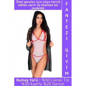 Özel Kreasyon Sevgililer Günü Gündelik Gecelik Sabahlık Zarif Sexy Şık Rahat Tül Kadın Fantezi Takım