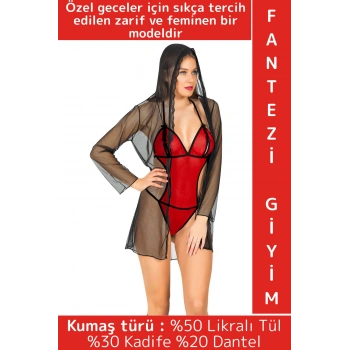 Özel Kreasyon Sevgililer Günü Gündelik Gecelik Sabahlık Zarif Sexy Şık Rahat Tül Kadın Fantezi Takım