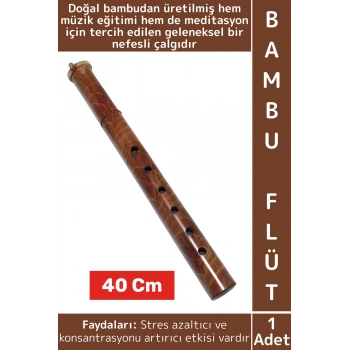 Premium Hobi Müzik Meditasyon Geleneksel Nefesli Çalgı Çok Şık Dayanıklı Doğal Bambu Flüt 40 Cm