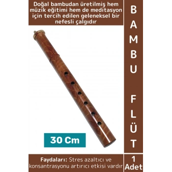 Premium Hobi Müzik Meditasyon Geleneksel Nefesli Çalgı Çok Şık Dayanıklı Doğal Bambu Flüt 30 Cm