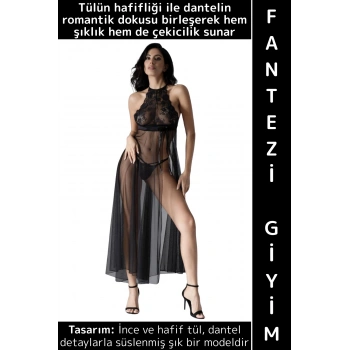 Yeni Kreasyon Sevgililer Günü Yılbaşı Yıldönümü Sexy Şık Rahat Dantelli Tül Kadın Fantezi Gecelik