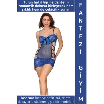 Özel Kreasyon Sevgililer Günü Yılbaşı Gece Sexy Çok Şık Rahat Dantelli Tül Kadın Fantezi Gecelik