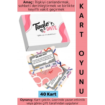 Eğlenceli Romantik Keyifli Vakit Sürpriz Görev Etkinlik Sevgili Çift İlişki Oyun-Tingle Date 40 Kart