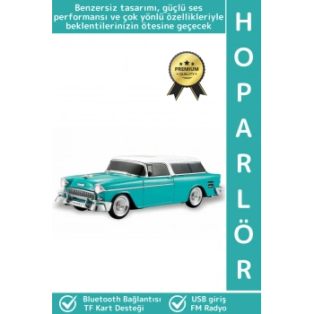 Premium Yüksek Ses Speaker Çok Şık Klasik Araba Tasarımlı USB TF FM Destekli Bluetooth Hoparlör