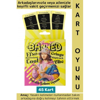 Eğitici Düşünme Aile Arkadaş Eğlenceli Genç Nesil Tahmin Yasaklı Kelime Oyunu-Banned Gen Z 45 Kart