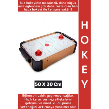 Premium Eğlenceli Çocuk Genç Yetişkin Stres Azaltan Oyun Ahşap Buz Hava Hokey 50 X 30 Cm