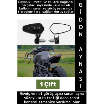 Dayanıklı Kolay Montaj Motor Yan Ayna Güvenli Kullanım Geniş Net Görüş Şık Motosiklet Gidon Aynası