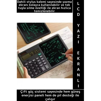 Kompakt Çanta Boy Okul Ofis Not Alma Özellikli Solar Enerjili Pilli LCD Yazı Ekranlı Hesap Makinesi
