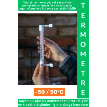 Dayanıklı Kendinden Yapışkanlı Balkon Pencere Bahçe Teras Isı Kontrol Şık Dış Mekan Termometresi