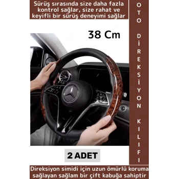 Uzun Ömürlü Kolay Kavrama Otomobil Minibüs Şık Estetik Direksiyon Simidi Koruma Kılıfı 2li 38 Cm