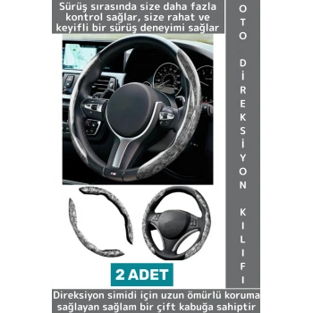 Uzun Ömürlü Kolay Kavrama Otomobil Minibüs Şık Estetik Direksiyon Simidi Koruma Kılıfı 2li 38 Cm