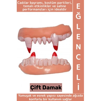 Parti Fotoğraf Çekimi Halloween Gerçekçi Korkutucu Görünüm Çift Damak Yumuşak Takma Vampir Dişi