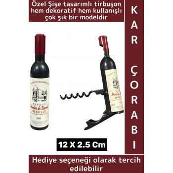 Özel Tasarım Dekoratif Hediyelik Şık Şişe Tasarımlı Şarap Şişesi Pratik Mantar Tıpa Açacağı Tirbuşon